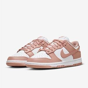 Nike Pink (Light Mauve) and White Dunk Low Sneakers